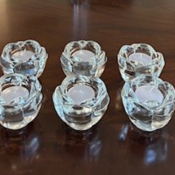 Lotus Flower Glass Votive Candle Holders - Set of 6 - Picture 3 of 4